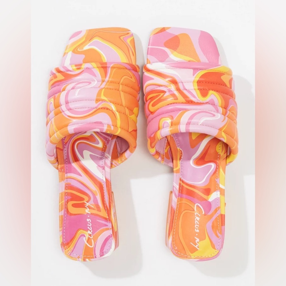 Circus NY by Sam Edelman Joana Slide Sandal Vibrant Swirl Slide Sandals 7.5 size